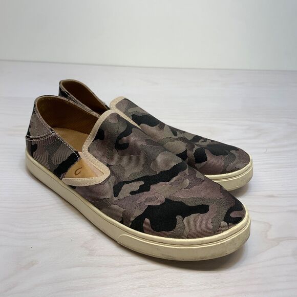 OluKai Shoes - Olukai Pehuea Pai Camo Canvas Slip On Loafers Womens US Size 8 EU 38